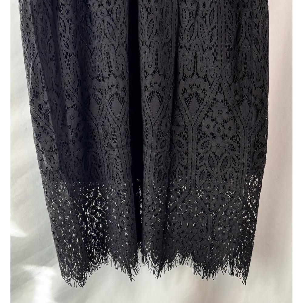 Elegant High Neck Short Sleeve Lace BLACK Dress Sz 12 Holiday Whimsigoth NWT - Picture 3 of 12